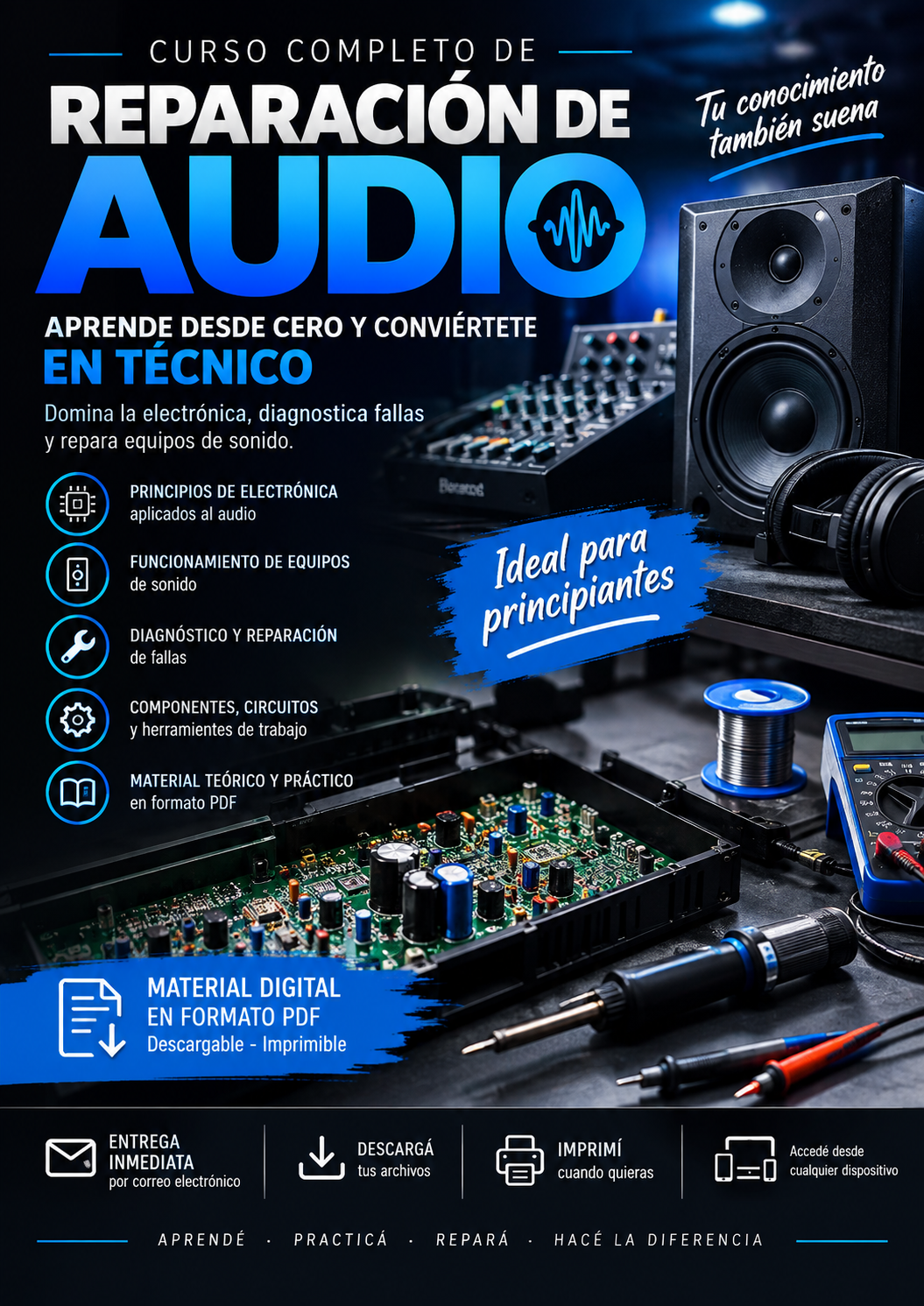 🔊 Reparación de equipo de audio :  Aprende desde 0 y conviértete en técnico